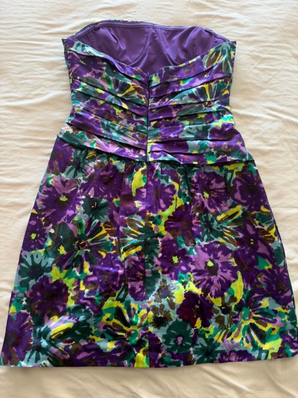 BCBG Maxazria Floral Print Strapless Dress US6